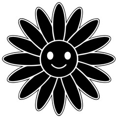 Obraz premium Happy daisy face brings sunshine vibes, perfect for greeting cards, logos, or cheerful branding; simple, bold, and memorable