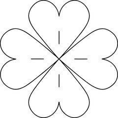 Ornate Four-Leaf Clover Design with Hearts, Perfect for St. Patrick's Day
