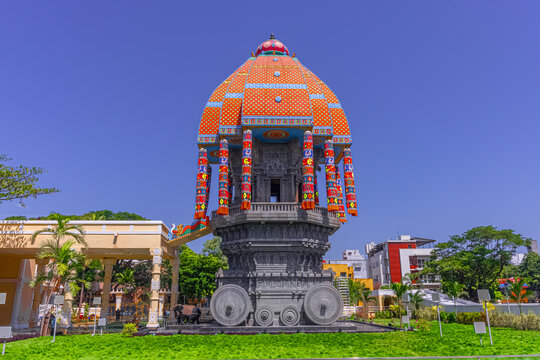 Valluvar Kottam after newly renovated 2025 is a monument in Chennai, dedicated to the classical Tamil poet-philosopher Thiruvalluvar, who penned his well-known Thirukkural more than 2,000 years ago.