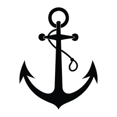 Simple Black Anchor Silhouette, Perfect for Nautical Design