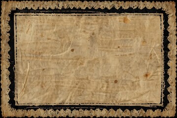 Obraz premium A rectangular frame with a textured beige center and a scalloped black and beige border design element