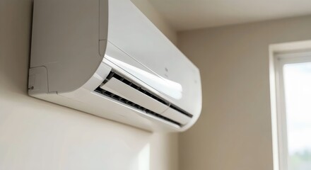 Stylish Ductless Air Conditioning System with Smart Thermostat Integration in Residential Space  