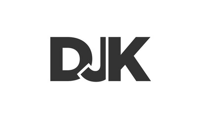 DJK logo design template with strong and modern bold text. Initial based vector logotype featuring simple and minimal typography. Trendy company identity.