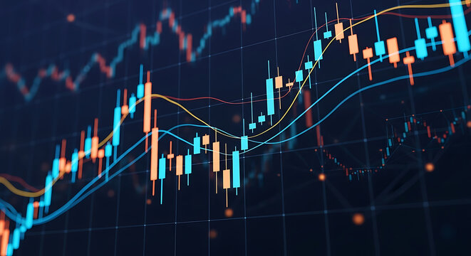 Stock Exchange Analysis: Glowing Graph with Up and Down Movements