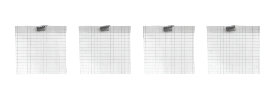 Four empty, gridded squares