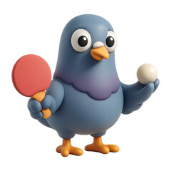 Obraz premium PNG Playful pigeon ping pong illustration.