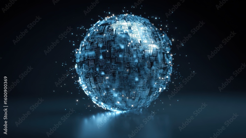 Poster secure data protection: a futuristic concept of digital files safely secured within a glowing digita