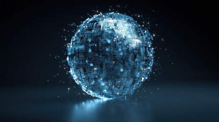 Secure Data Protection: A futuristic concept of digital files safely secured within a glowing digital sphere, symbolizing data protection and security.