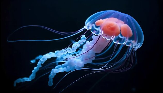 Box jellyfish eating small plankton