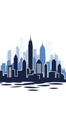 Fototapeta premium Urban panorama of tall buildings and cityscape against a bright sky backdrop