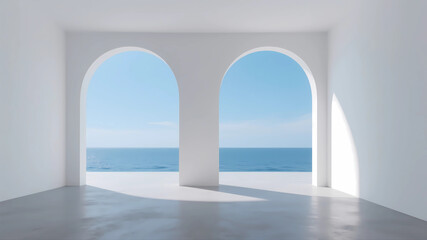 empty room with window by the sea