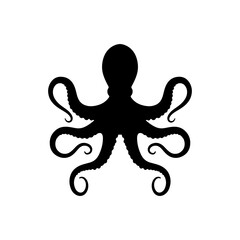 Cute octopus silhouette vector flat illustration design.