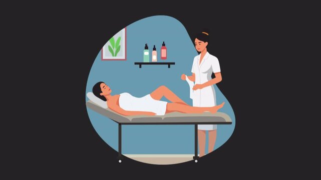 Spa Therapist Giving Massage 2D animations on transparent background