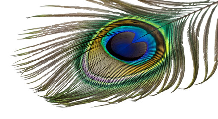 Fototapeta premium Vibrant Peacock Feather Eye Pattern Close-Up Transparent PNG