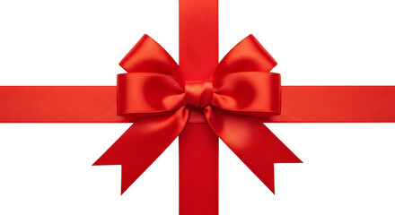 Illustration of a closeup view of a vibrant red satin ribbon tied into a perfect