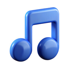 Vibrant blue musical eighth note symbol on a transparent background