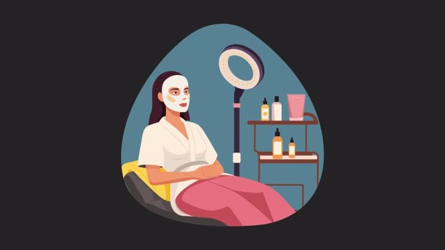 Girl Getting Ready at the Vanity Mirror 2D animations on transparent background
