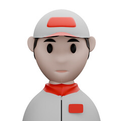 3D render of a male character in a service uniform and cap, a professional avatar illustration for a user profile.