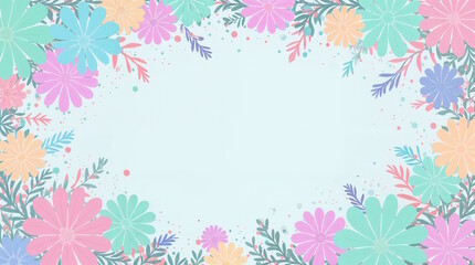 Pastel Floral Halftone Frame Background