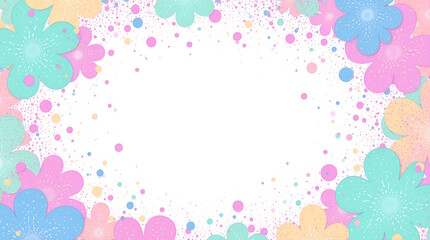 Pastel Floral Halftone Frame Background