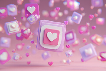 "Instagram post with thousands of likes and heart animations