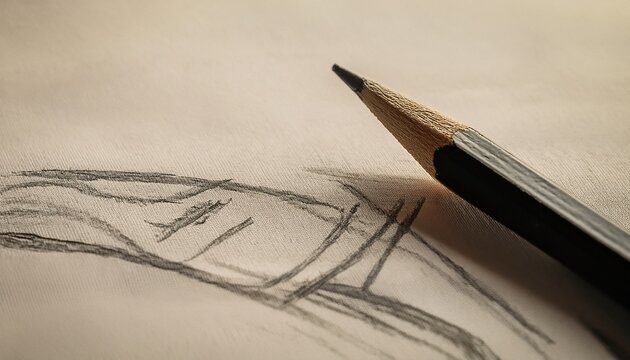 close up of a pencil sketch highlighting texture and simplicity on art paper pad
