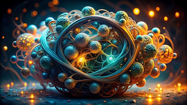 Abstract visualization of a complex molecular structure