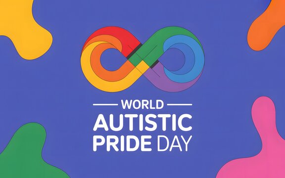 World autistic pride day rainbow infinity symbol celebration