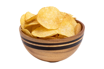 a bowl of chips on a white background
