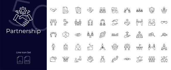 Partnership Line Editable Icons set. Vector illustration in modern thin line style of Partnership icons: collaboration, partner, teamwork, etc