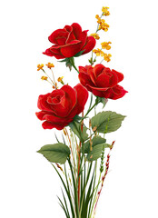 Obraz premium Red roses bouquet with yellow accents (1)