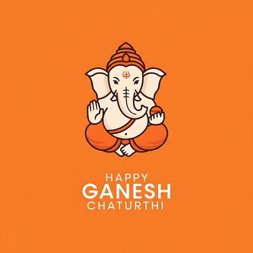 Happy ganesha chaturthi celebration with lord ganesha illustration