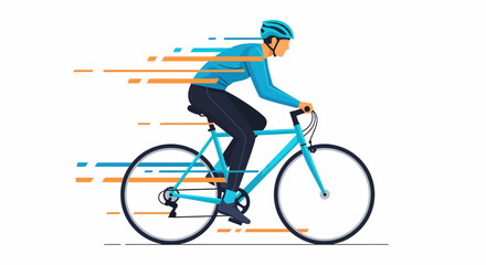 Fototapeta premium Cyclist in Motion: Vector Illustration of a Blue Bicycle and Rider