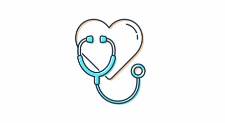 Vector Illustration of a Stethoscope and Heart Symbol for Healthcare.