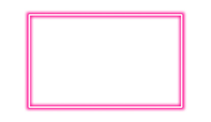 Light Pink neon rectangle shape frame. Vivid glowing lavender border isolated on transparent background. Shine glow light electric pink neon sign Banner, Mockup, presentation, Design element, PNG