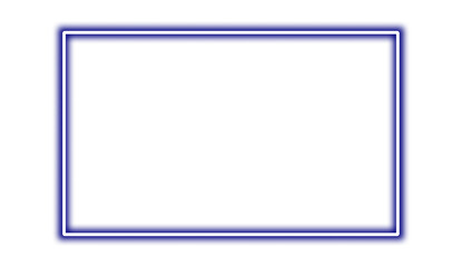 Navy blue neon rectangle shape frame. Vivid glowing lavender border isolated on transparent background. Shine glow light electric navy blue neon sign Banner, Mockup, presentation, Design element, PNG