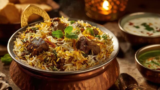 View Authentic Hyderabadi Lamb Biryani in a Traditional Handi