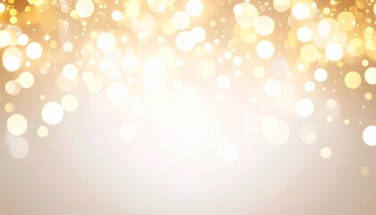 Minimalist festive light bokeh in warm tones over matte cream surface,