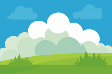 cloudy sky over grassy meadow