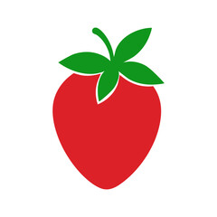 Silhouette of strawberry in flat design placed on white background fruit icon style