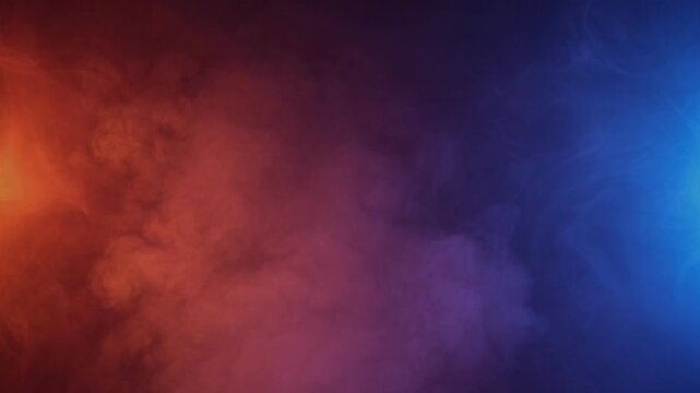 Slow motion shot of orange and blue smoke abstract background