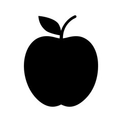 Minimalist green apple silhouette icon in simple round shape with transparent background  