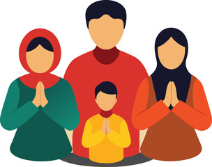Family Praying Together Illustration of Faith Unity and Spirituality