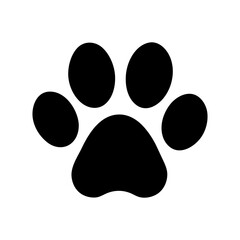 Simple paw print silhouette icon with dog pads in clean design with transparent background   © MD