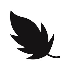 Minimal leaf silhouette falling in curved path with transparent background  