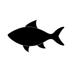 Silhouette of a fish in side view shown on clean white background aquatic symbol