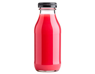Red juice bottle, Red smoothie bottle, Exploring condiment innovations food jar with cut out background kitchen setting creative concept, Red smoothie in a glass bottle, bottle of red juice