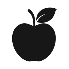 Apple silhouette with one leaf placed on white background in minimal fruit design