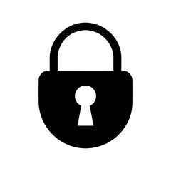Silhouette of a padlock with keyhole in clean bold design with transparent background  