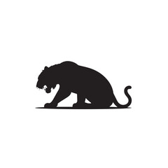 Silhouette of a powerful leopard resting on a thick tree branch against a white background